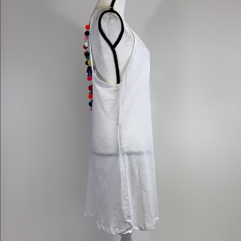 Pitusa White Cotton Dress multicolored Pom Poms - Picture 4 of 8
